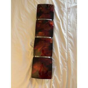 Heather Ann Creations 4 Square Panel Red Metal Burgundy Home Decor